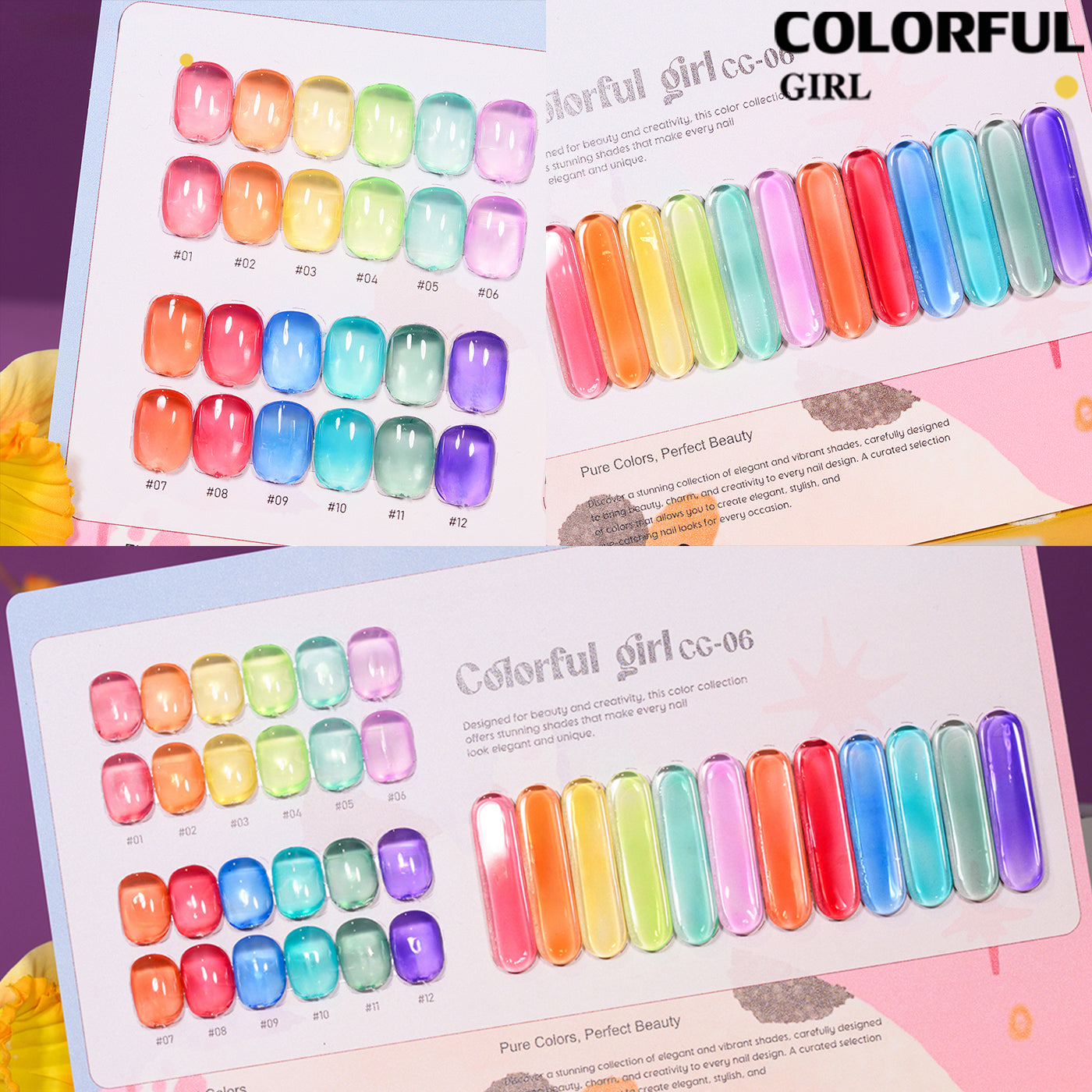 สีเจล Colorful girl  New🎉สีเจลแฟลช สีเจลแคทอาย  สีเจลไซรัป   สีเจลสีพื้น  สีเจลกลิซเตอร์  มาใหม่12สีพาสเทลพร้อมส่งCOLORFUL GIRL  มาใหม่12สีพาสเทลพร้อมส่งCOLORFUL GIRL มาใหม่12สี แถมชาร์ทสี น่ารัก