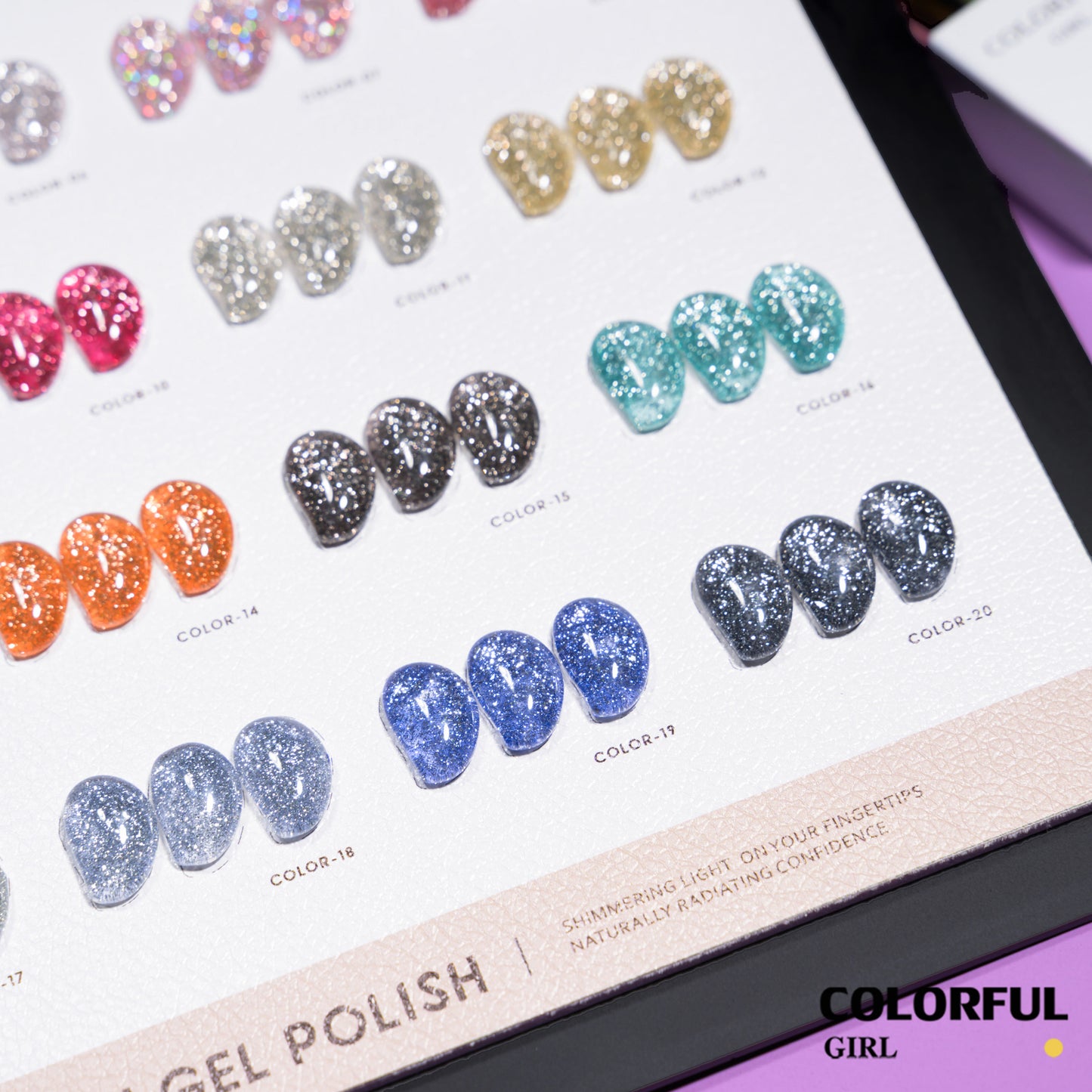 COLORFUL GIRL  เจลแฟลชโอปอล เจลโอปอลกลิตเตอร์แฟลช วิ้งระยิบแบบเพชร 20 สี แถมชาร์ทสีฟรี