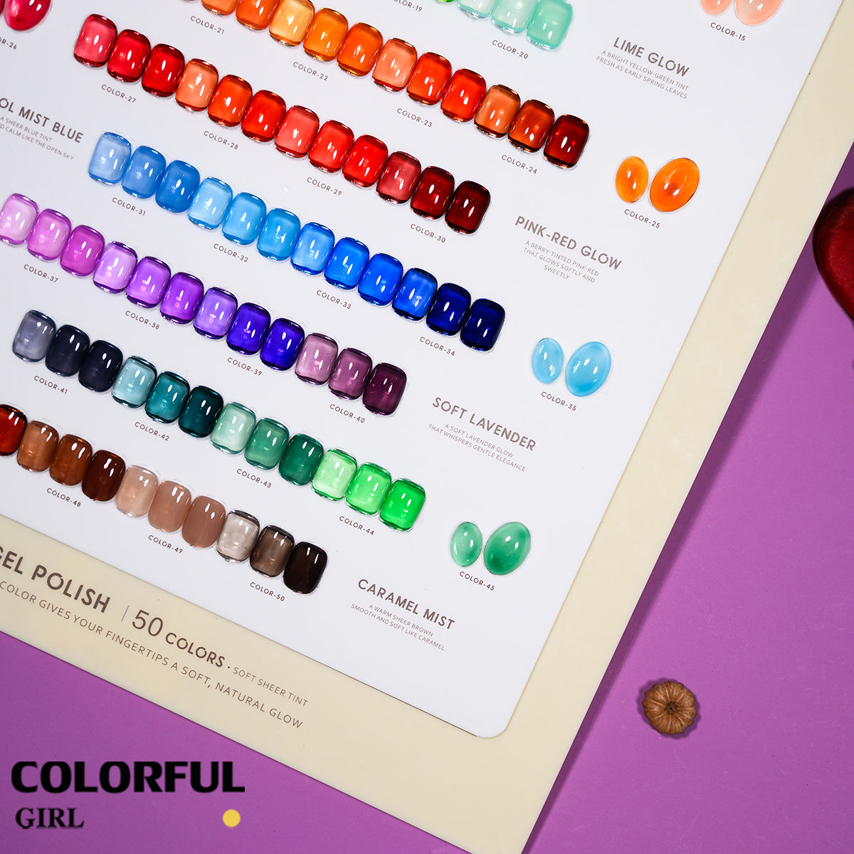 COLORFUL GIRL สีไซรัป 50 สี ✨สีลูกกวาด สีเจลไซรัป โทนชมพู Ice Peach แถมฟรีชาร์จสี