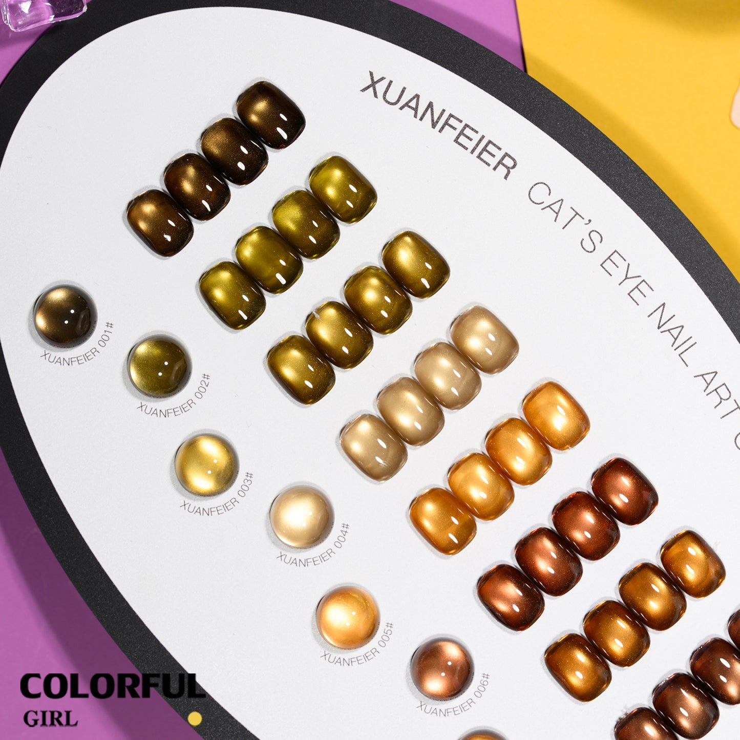 XUANFEIER 8สี สีเจลแคทอายเนื้อซาติน Cat Eye Amber Glow โทนอำพัน｜ฟรีชาร์ทสี