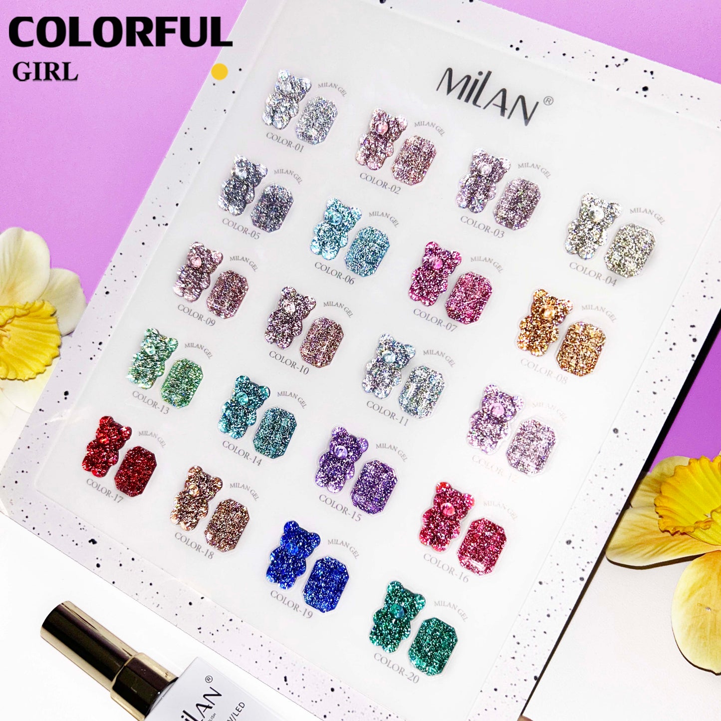 【พร้อมส่ง】MILAN 20 สีเจลแฟลช (Milan) สีเจลทาเล็บ แถมชาร์ทสี | ชุดสี 20 สี + ฟรีชาร์ทสี