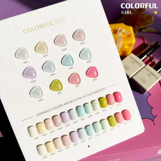 【พร้อมส่ง】 สีทาเล็บเจล Colorful girl สี ( Colorful girl)  สีเจล Macaron 12สี Macaron+แถมชาทสีฟร