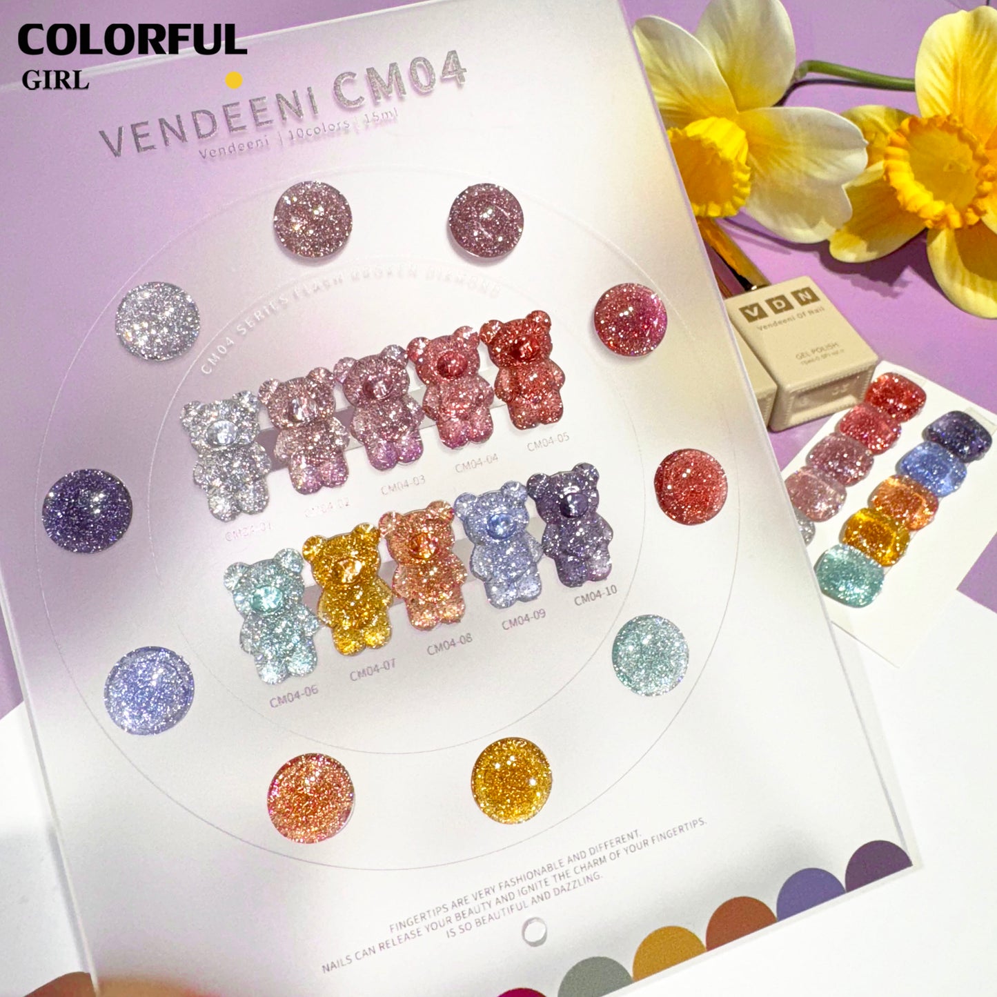 【พร้อมส่ง】VENDEENI   สีเจลแฟลช 10สี (《VENDEENI CM04》)สีเจลทาเล็บ สี แถม ชาร์ทสี ยาทาเล็บเจล  ชุดสี 10สี + ฟรีชาร์ทสี