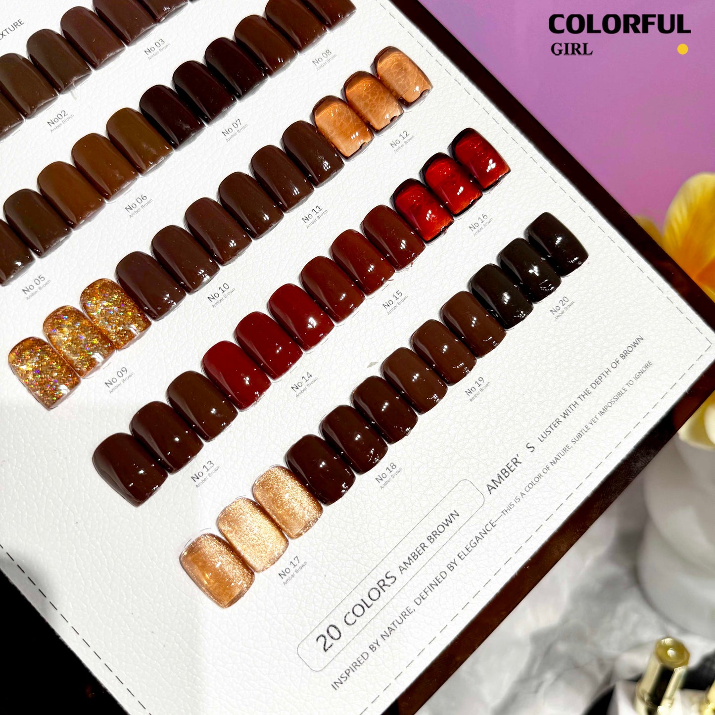 Colorful Girl 20 สี /  โทนน้ำตาลและโทนแดง / สีไซรัป สีพื้น สีลูกแก้ว สีแฟลช  ฟรีชาร์ทสี