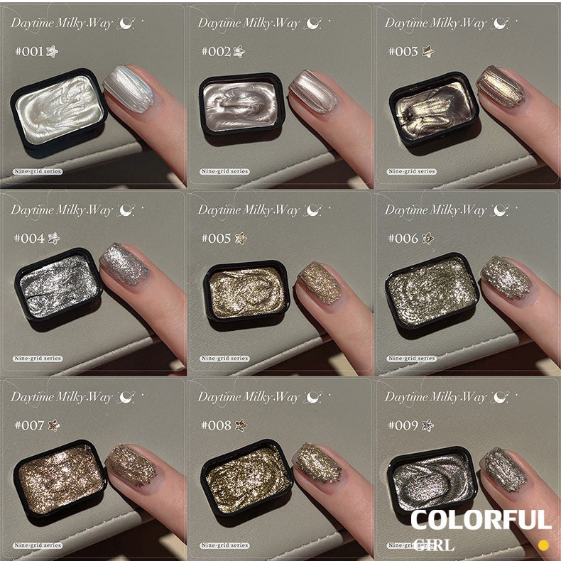 ✨พร้อมส่ง✨ Nail Art Fairy Powder Cream มินิซีรีส์ Nine-square โพลาไรซ์แบบทึบ กลิตเตอร์ละเอียด กาวบำบัดสามมิติสำหรับร้านทำเล็บ