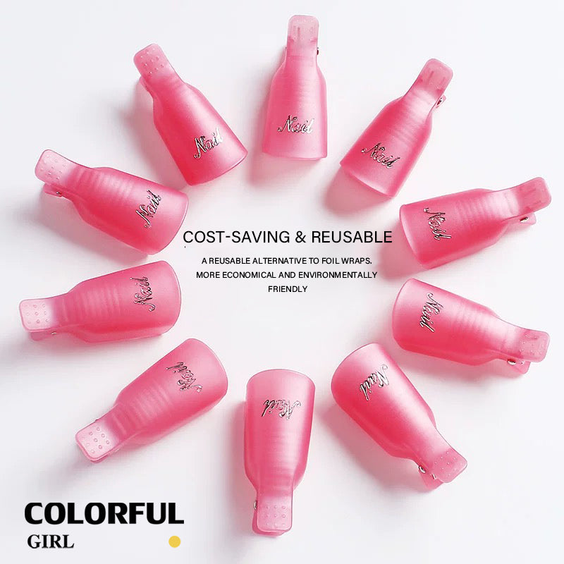 "🎉พร้อมส่ง🎉ตัวหนีบนิ้วแช่น้ำยาล้าง ถอดเล็บเจล ตัวหนีบนิ้วแช่น้ำยาล้าง  ที่หนีบเล็บ ถอดเจลน้ำยา แพ็กมือ 10 ชิ้น แพ็กเท้า 5 ชิ้น "