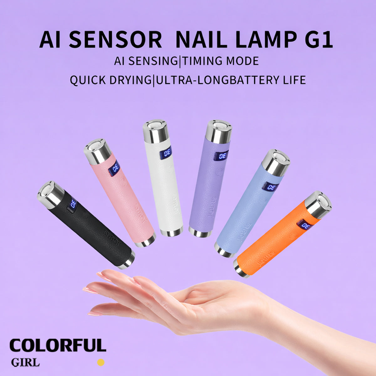 SNRQI G1| ไฟฉายล็อคอะไหล่ และสีเจล | แบต 800mAh · ตั้งเวลา 30/60 วินาที · ขนาดเล็ก พกพาง่าย · ใช้งานสะดวก ไม่เปลืองพื้นที่
