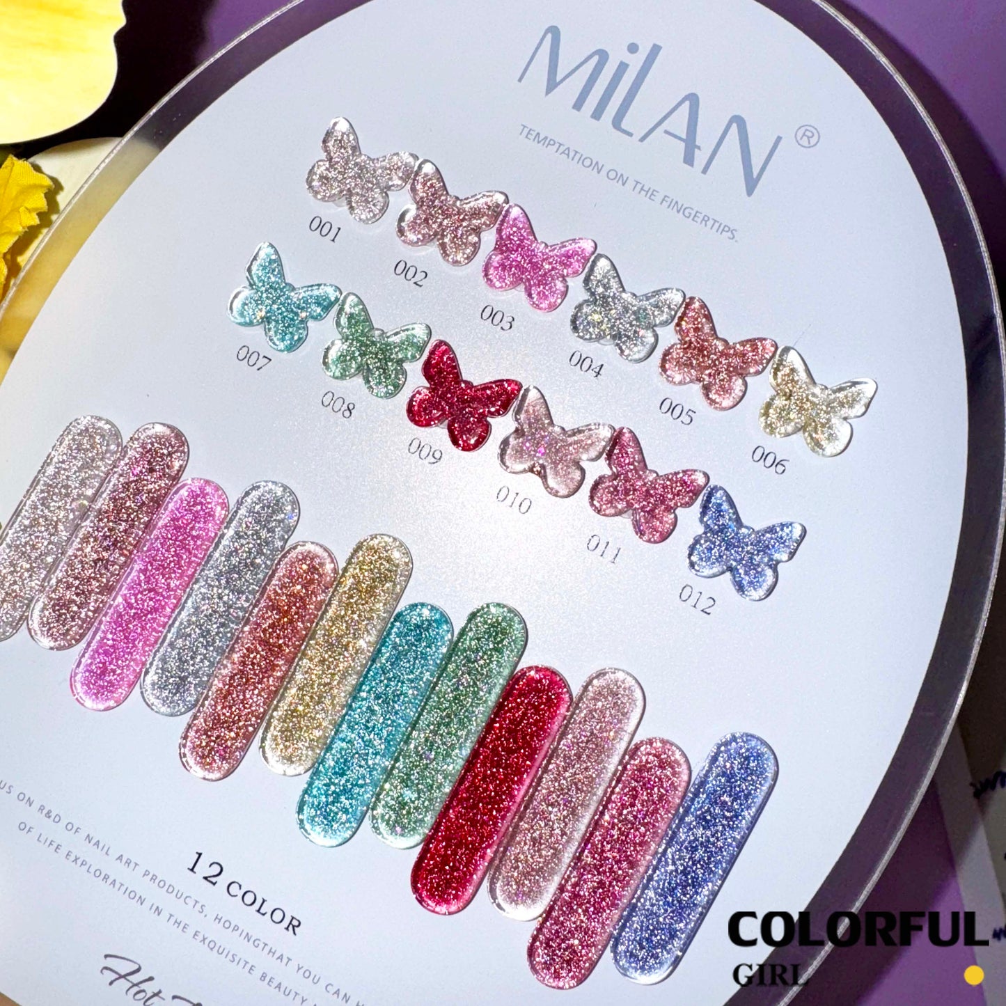 【พร้อมส่ง】Milan  สีเจลแฟลช 12 สี ✨ เจลกลิตเตอร์ประกายวิ้งค์ สีแน่น ติดทนนาน สีเจลทาเล็บ สี แถม ชาร์ทสี ยาทาเล็บเจล  15 มล.(ทามาให้แล้ว พร้อมใช้งาน)