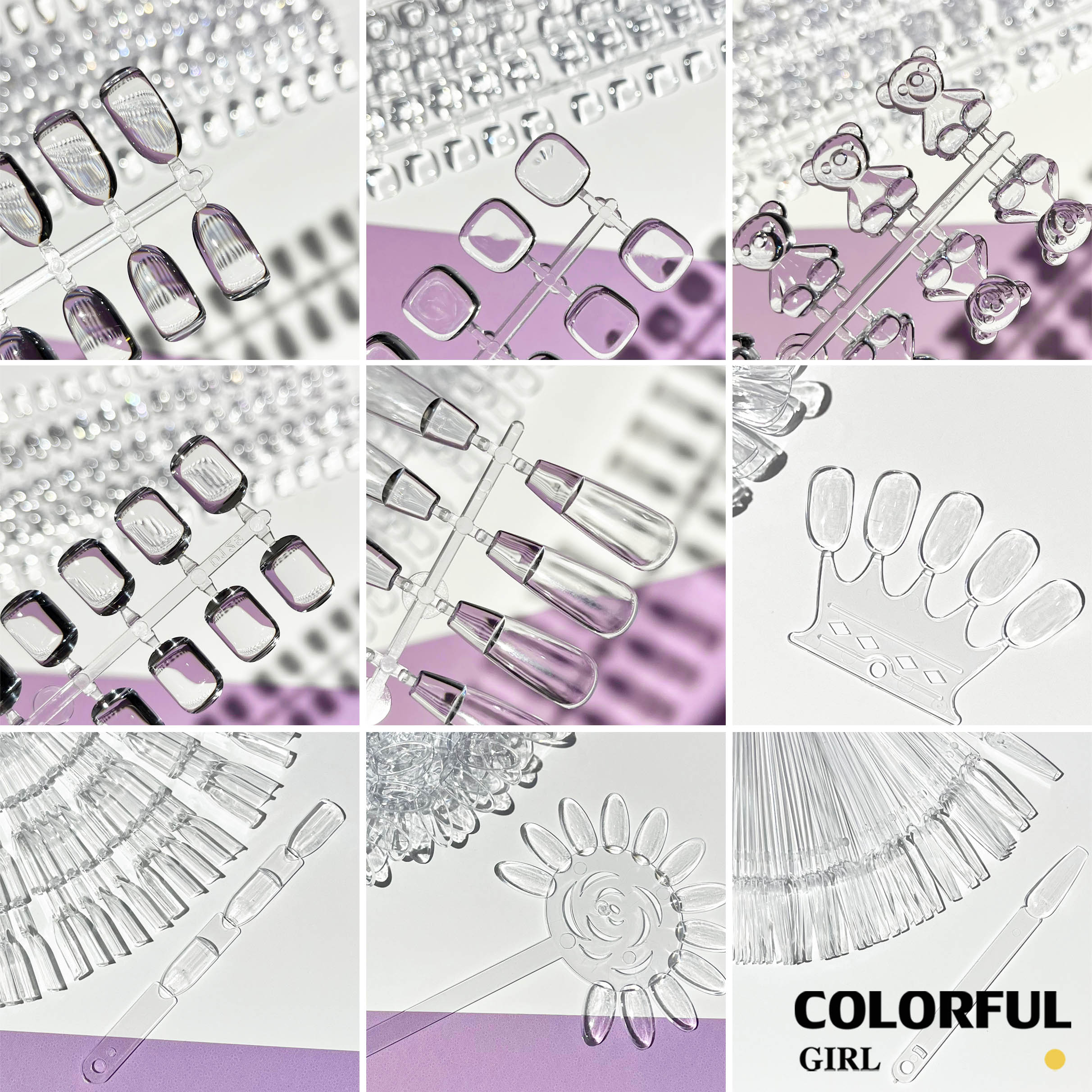ถาดโชว์เล็บปลอม ทรงวงรี ลายดอกไม้ สีขาวใส สําหรับฝึกทําเล็บ และโชว์สี