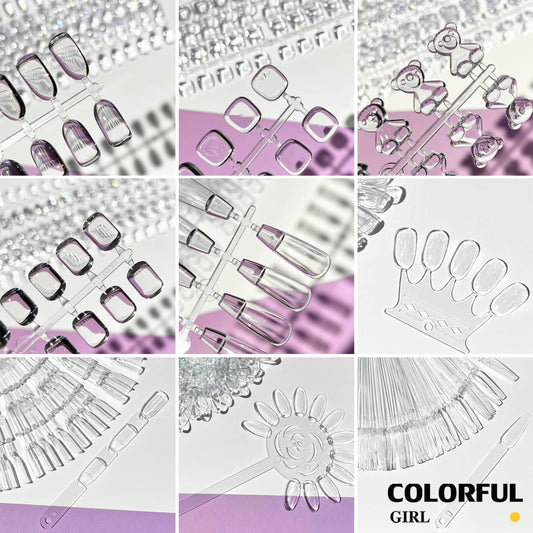 【พร้อมส่ง】เลือกได้ 25 รูปแบบ  ถาดโชว์เล็บปลอมอะคริลิค UV ทรงวงรี ลายดอกไม้ สีขาวใส สําหรับฝึกทําเล็บ