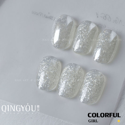 Qing you สีเจลไอซ์เฟอร์เกล็ดหิมะ เจลทาเล็บกากเพชรไอซ์เกรเดียนต์  ขนาด 15 มล.