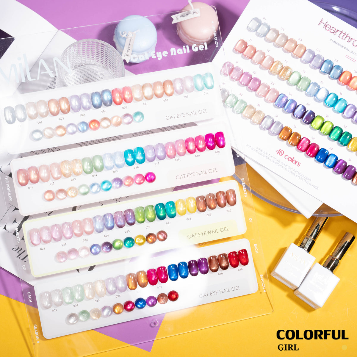 MILAN สีเจลแคทอาย 40 สี｜ลุคแก้วมุกฉ่ำวาว｜โทนสีมาคารองละมุน｜เอฟเฟกต์แสงวิบวับเหมือนแสงดาว ｜เนื้อซาตินหรูหรา ดูมีมิติทุกมุม ✨