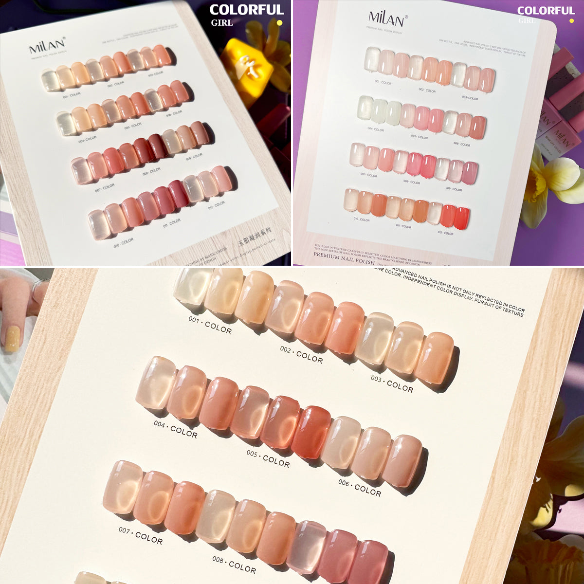 MILAN 12 สี สามคอลเลกชัน สีเจลไซรัป โทนชมพู Ice Peach แถมฟรีชาร์ทสี