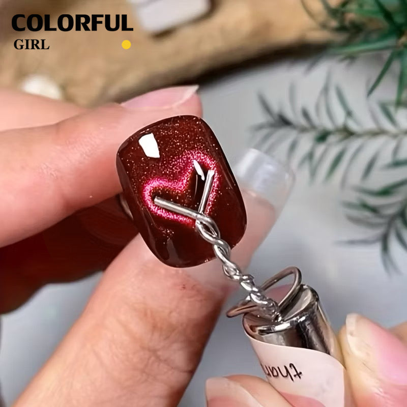 ✨พร้อมส่ง✨ลวดดึงสีลูกแก้วลายหัวใจ Cat Eye เล็บแม่เหล็กชุดยืดหยุ่นลวดเหล็กสําหรับ Creating Heart & Ingot รูปร่างบนเล็บเล็บเครื่องมือ