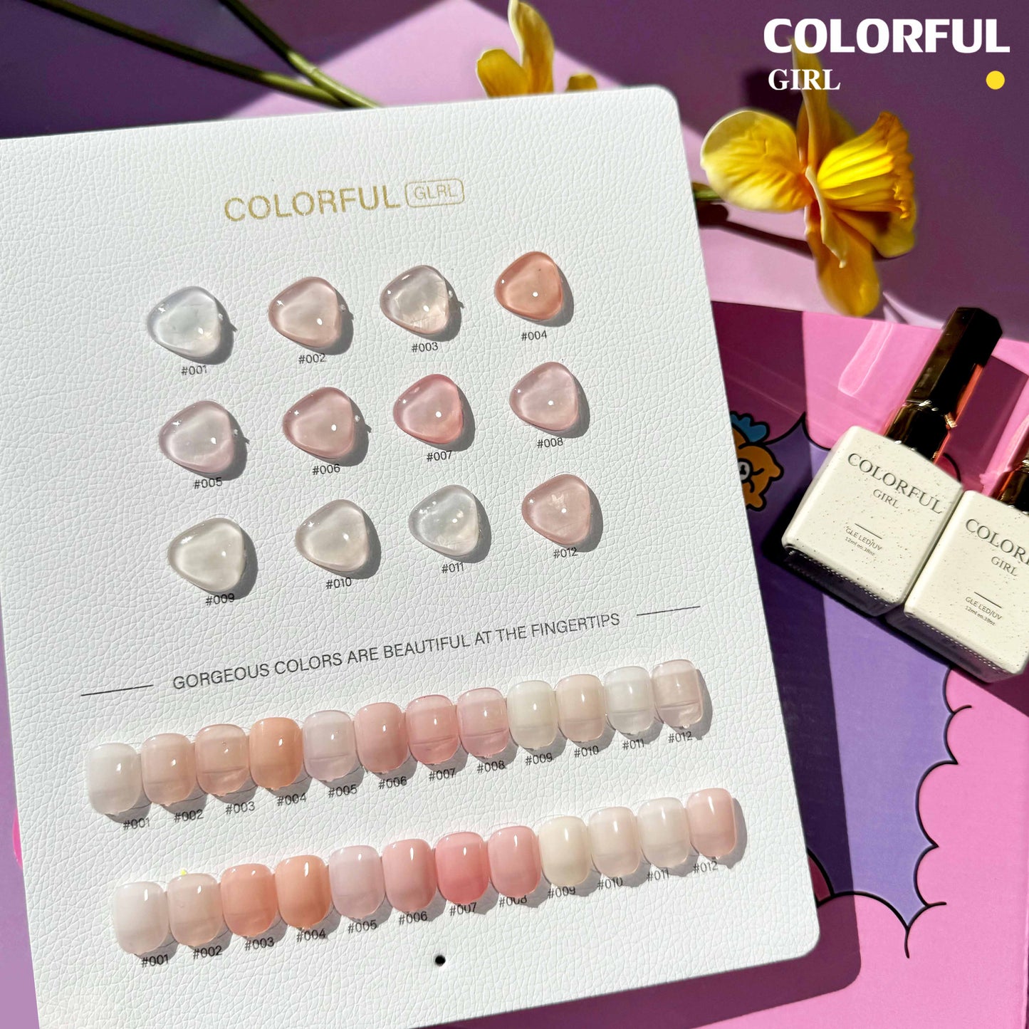 【พร้อมส่ง】 สีทาเล็บเจล Colorful girl  สี（ Colorful girl ) สีเจล  สีเจลไซรัป 12สี ชุดเจลสีเขียว  สีเจลสีพื้น โทนชมพู Ice Peach  แถม ชาร์ทสี