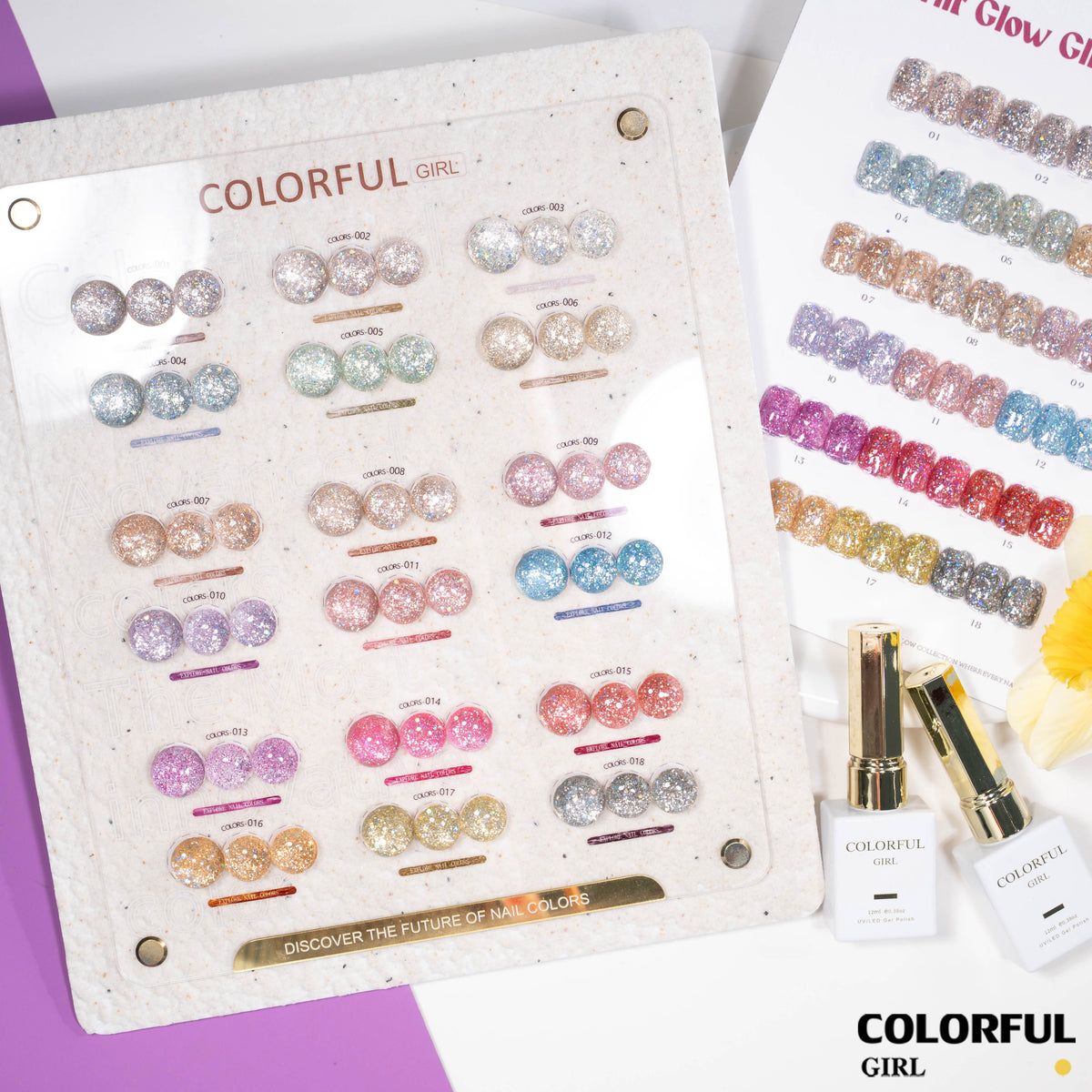 COLORFUL GIRL สีกากเพชร+เลเซอร์แฟลช 18 สี แถมฟรีชาร์ทสี