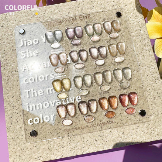 【พร้อมส่ง】16สี สีเมอแลด สีเจลแคทอาย สีลูกแก้ว Maillard color system   สีเจลแคทอาย JIAOYANSHE （JYS) สีเจล16สี   แถมชาร์ทอะคริลิคสำเร็จรูป + แม่เหล็ก