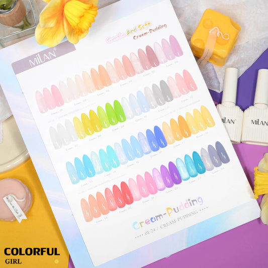 🔥 สินค้าขายดี | 【พร้อมส่ง】MILAN  สีเจลไซรัป Baby Soft โทนเบบี้นมใส เนื้อนมละมุน กึ่งโปร่งแสง สีชัดสวย 24 สี (ทามาให้แล้ว พร้อมใช้งาน) ชาร์ตสีเจลสำหรับร้านทำเล็บ