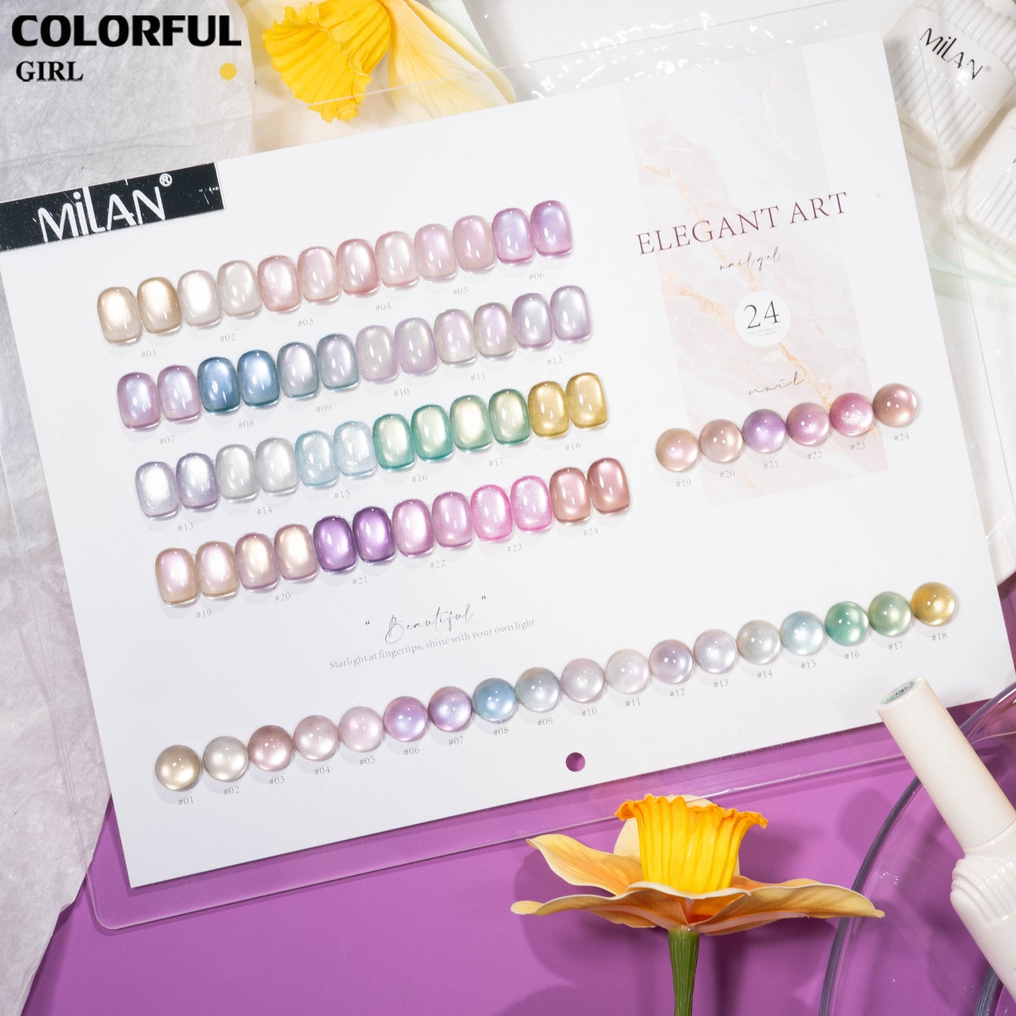 MILAN สีเจลแคทอาย 24 สี｜ฟีลลูกแก้วมุกฉ่ำวาว｜โทนสีมาคารองละมุน｜เล่นแสงสวยเหมือนแสงดาว 💖สีเจลแคทอายเนื้อซาติน
