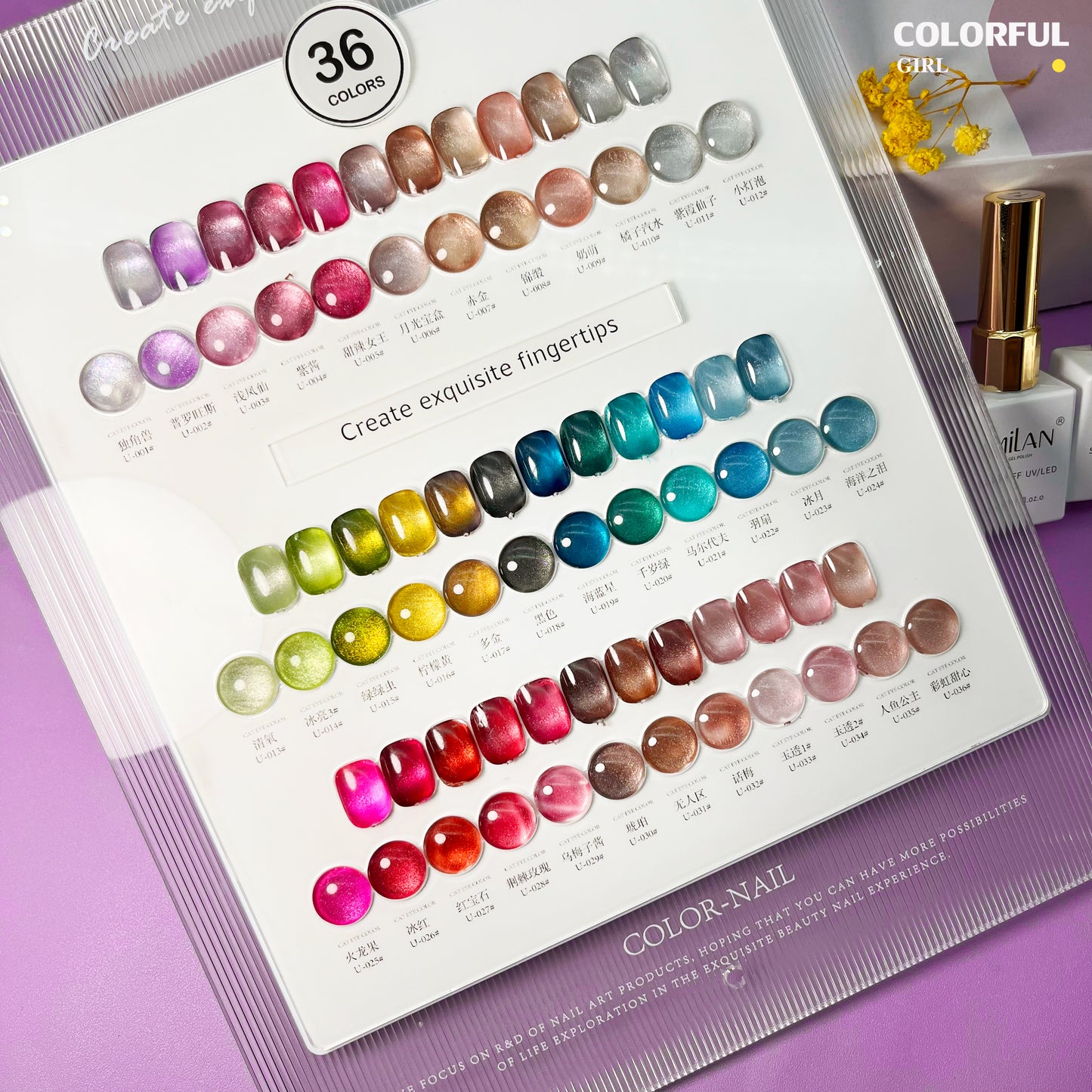 พร้อมส่งในไทย สีเจลทาเล็บแคทอาย《 milan 》36 สี สีลูกแก้วแคทอาย สีลูกแก้ว ส่งไว!  พร้อมชาร์ทสีค่ะสีแน่นสวยมากเลยนะคะ