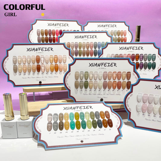 【พร้อมส่ง】XUANFEIER สีเจลไซรัปรุ่นใหม่   12สี ทั้งหมด 9 คอลเลกชัน ฟรีชุดชาร์จชาร์จ   เนื้อสวยละมุนค่ะ  เจลลี่ไซรัป 12 สี ไม่บางจนเกินไปทาง่ายและสวยมากค่ะ