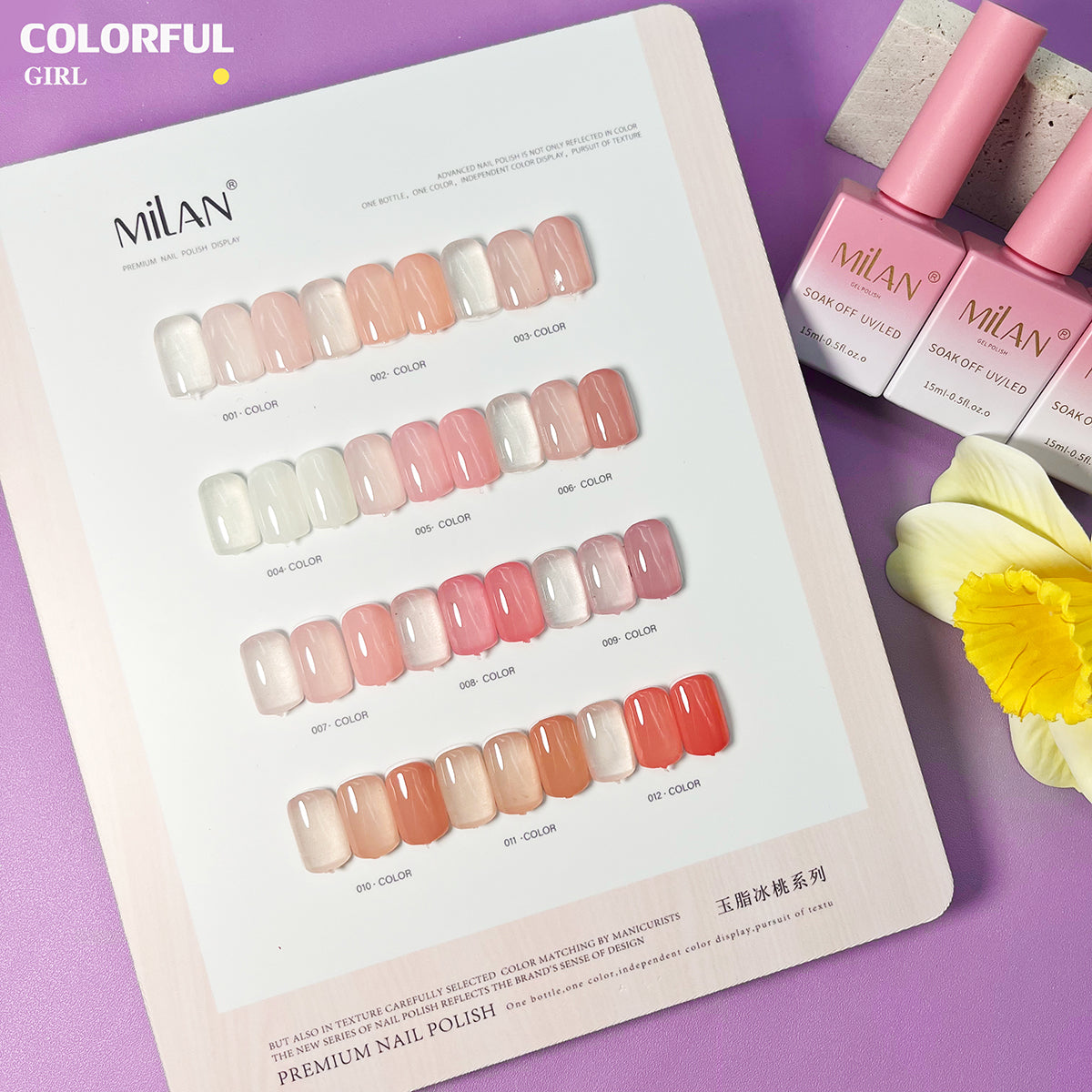 MILAN 12 สี สีเจลไซรัป โทนชมพู Ice Peach 12 สี แถม ชาร์ทสีฟรี