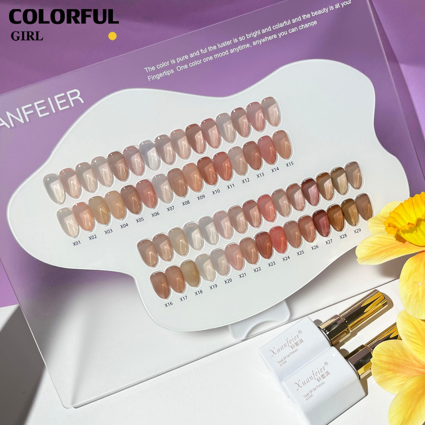 ✨พร้อมส่ง🇹🇭✨สีเจลไซรัปรุ่นใหม่ XUANFEIER 30  สี สีเจลไซรัป โทนชมพู Ice Peach 30 สี แถม ชาร์ทสี สีเจลไซรัปIce Peach