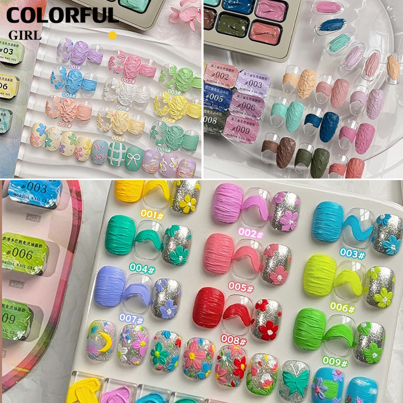 ✨พร้อมส่ง✨ OIL PAINTING TEXTURE GEL ญี่ปุ่นเล็บแกะสลักกาวแกะสลักดินน้ำมันยูวีเจลจิตรกรรม 5d นูนเจลเล็บอุปกรณ์สำหรับมืออาชีพ 9 สี