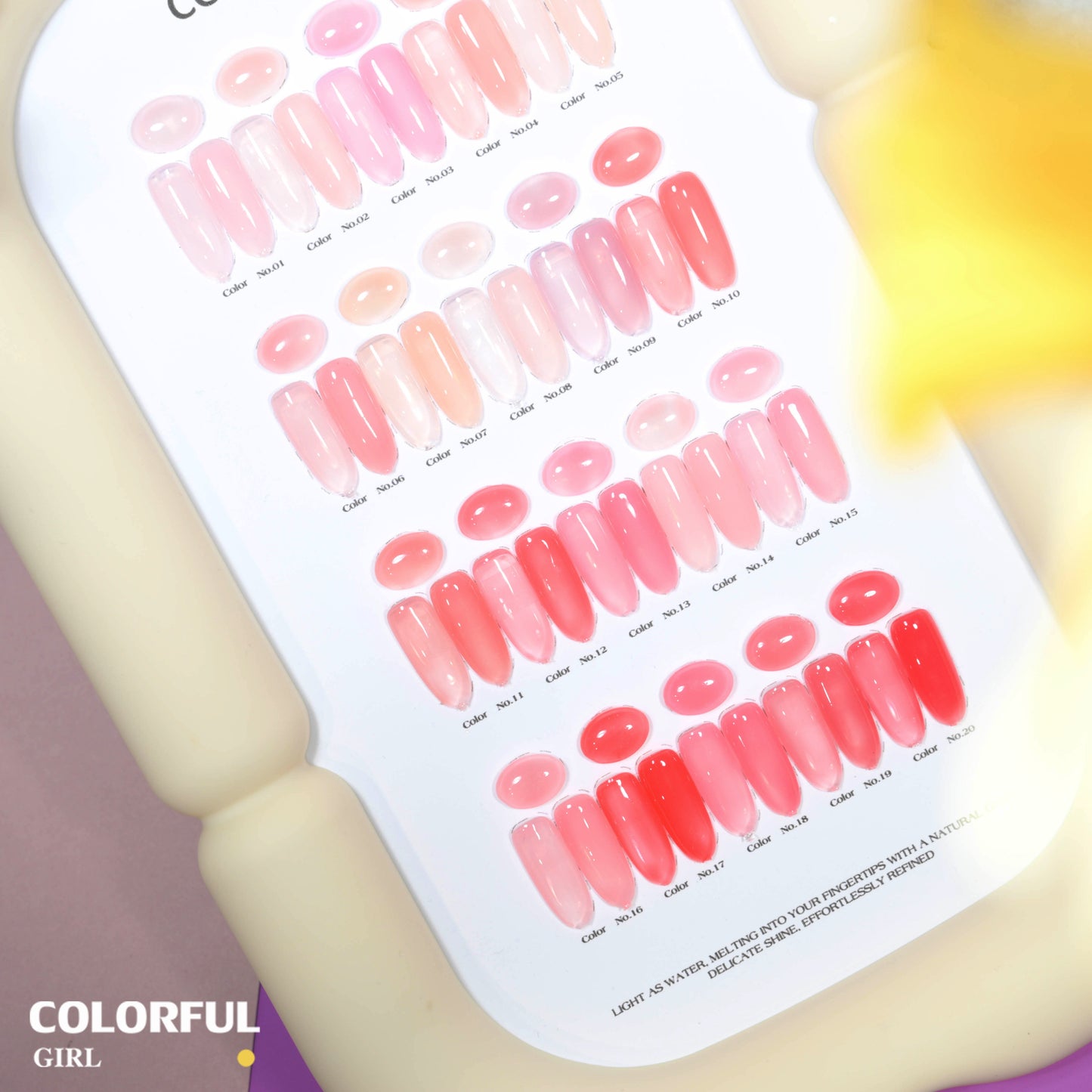 【พร้อมส่ง】💅 สีเจลไซรัป สีทาเล็บเจล Colorful Girl เซต 20 สี ✨ โทนชมพูพีช Ice Peach หวานละมุน ฟีลลูกคุณหนู ดูมือขาวขับผิว สีแน่นเงาสวย ติดทนนาน 💖 ฟรีชาร์ตสี ซีรีส์ Sweet Nude Pink พร้อมใช้งาน