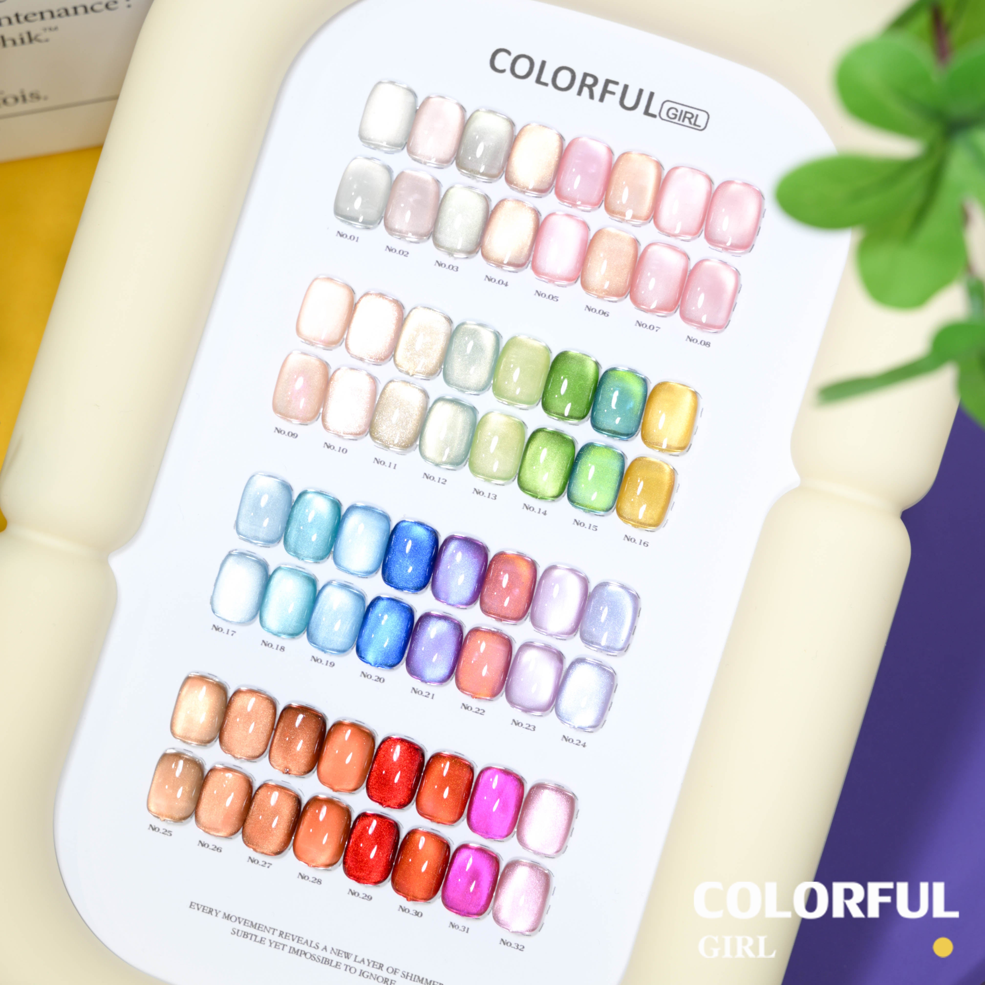 COLORFUL GIRL สีเจลแคทอายเนื้อซาติน + สีเจลแคทอาย 32 สี ✨ ฟีลน้ำใสแบบลูกแก้ว｜เล่นแสงเหมือนดาว｜โทนสีหรูดูแพง (ทามาให้แล้ว พร้อมใช้งาน) 💅