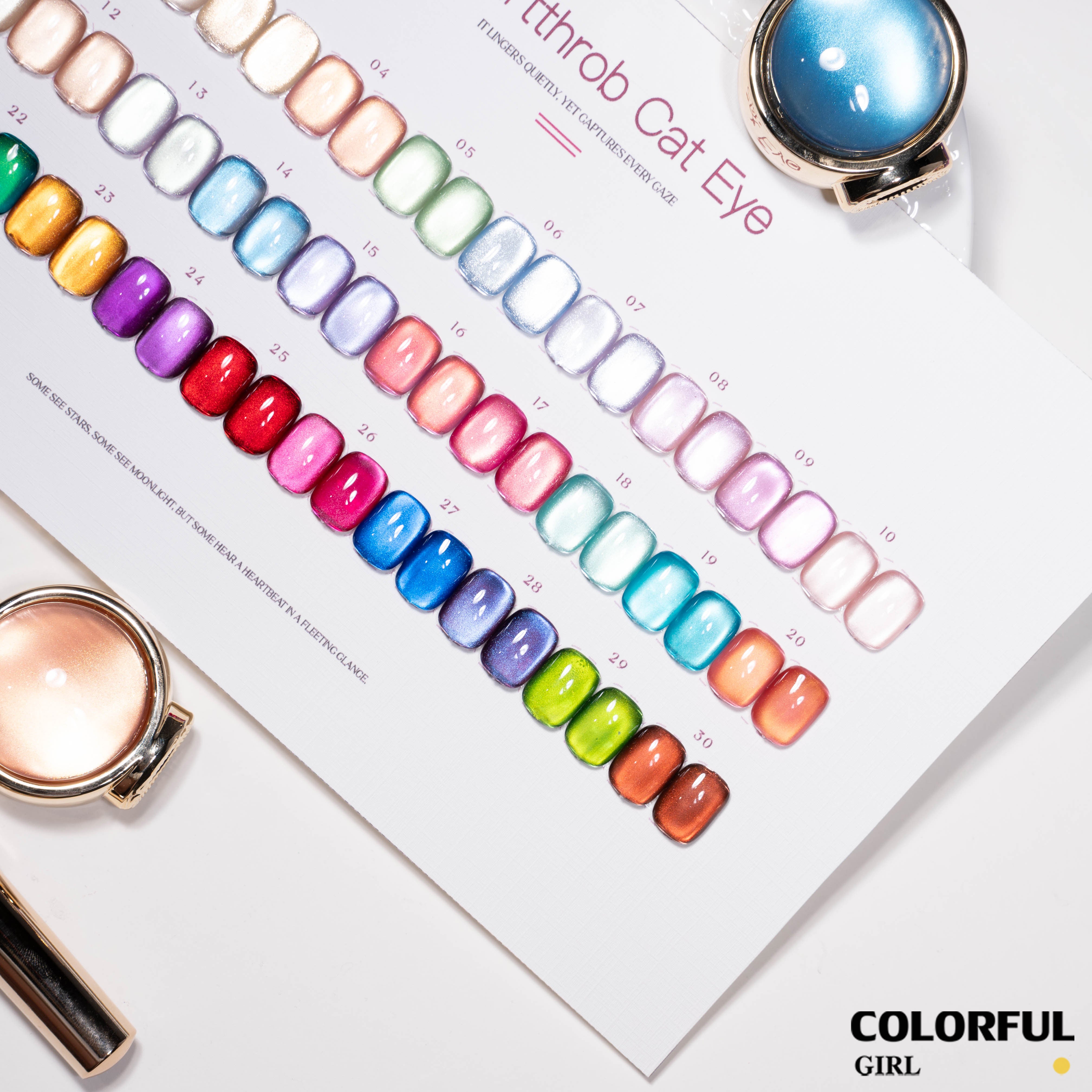 【พร้อมส่ง】แบบแยกขวด Milan Cat Eye สีเจลแคทอาย โทนสีลูกแก้ว เจลทาเล็บ UV/LED 30 สี แยกขวด รหัสสี 01-30 ใช้ร่วมกับแม่เหล็ก