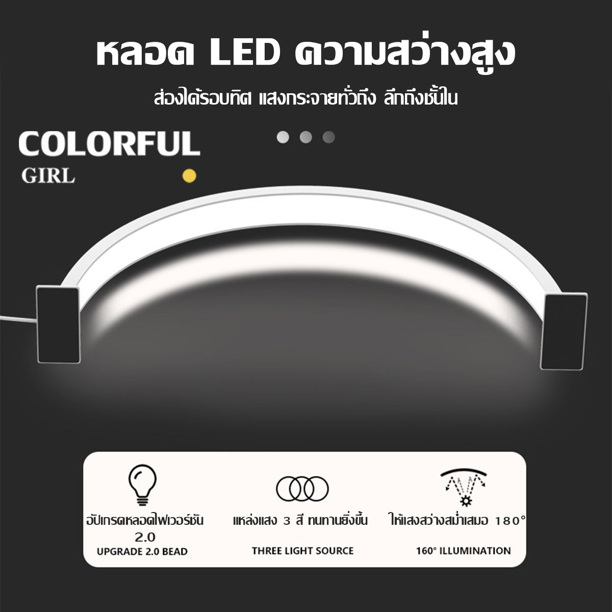 โคมไฟทำเล็บทรงครึ่งดวงจันทร์ 3 สี | 36W ปรับความสว่างได้ 💅 แสงนวลถนอมตา 180° ส่องสว่าง ป้องกันมือคล้ำ เหมาะสำหรับร้านทำเล็บ