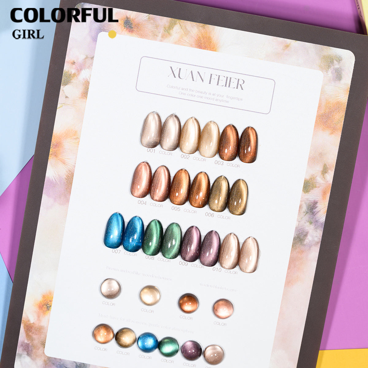 XUANFEIER สีลูกแก้ว 10 สี | สุดพรีเมียม สีเด่นชัด  ฟรีชาร์ทสี