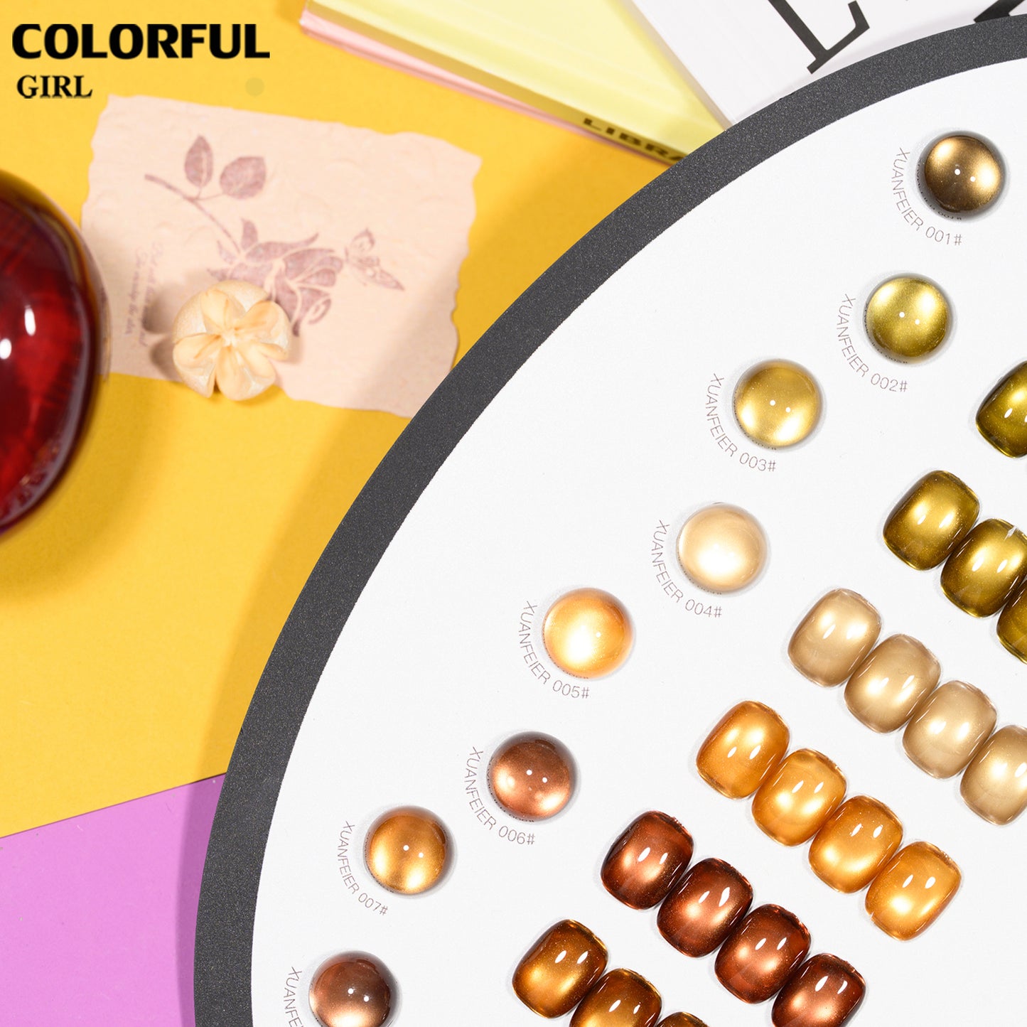 XUANFEIER 8สี สีเจลแคทอายเนื้อซาติน Cat Eye Amber Glow โทนอำพัน｜ฟรีชาร์ทสี