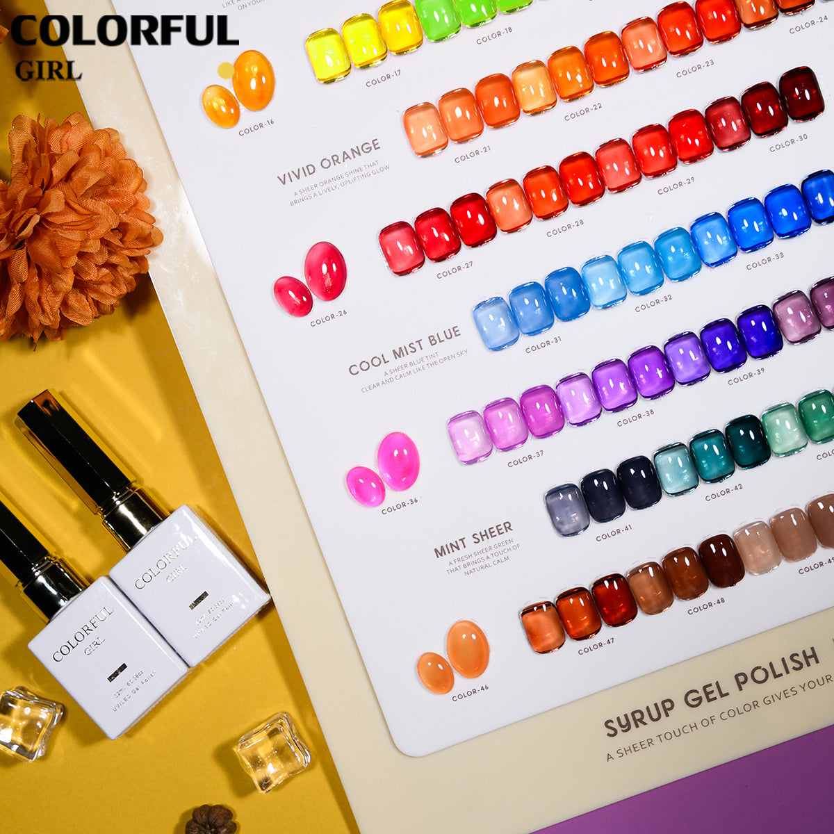 COLORFUL GIRL สีไซรัป 50 สี ✨สีลูกกวาด สีเจลไซรัป โทนชมพู Ice Peach แถมฟรีชาร์จสี