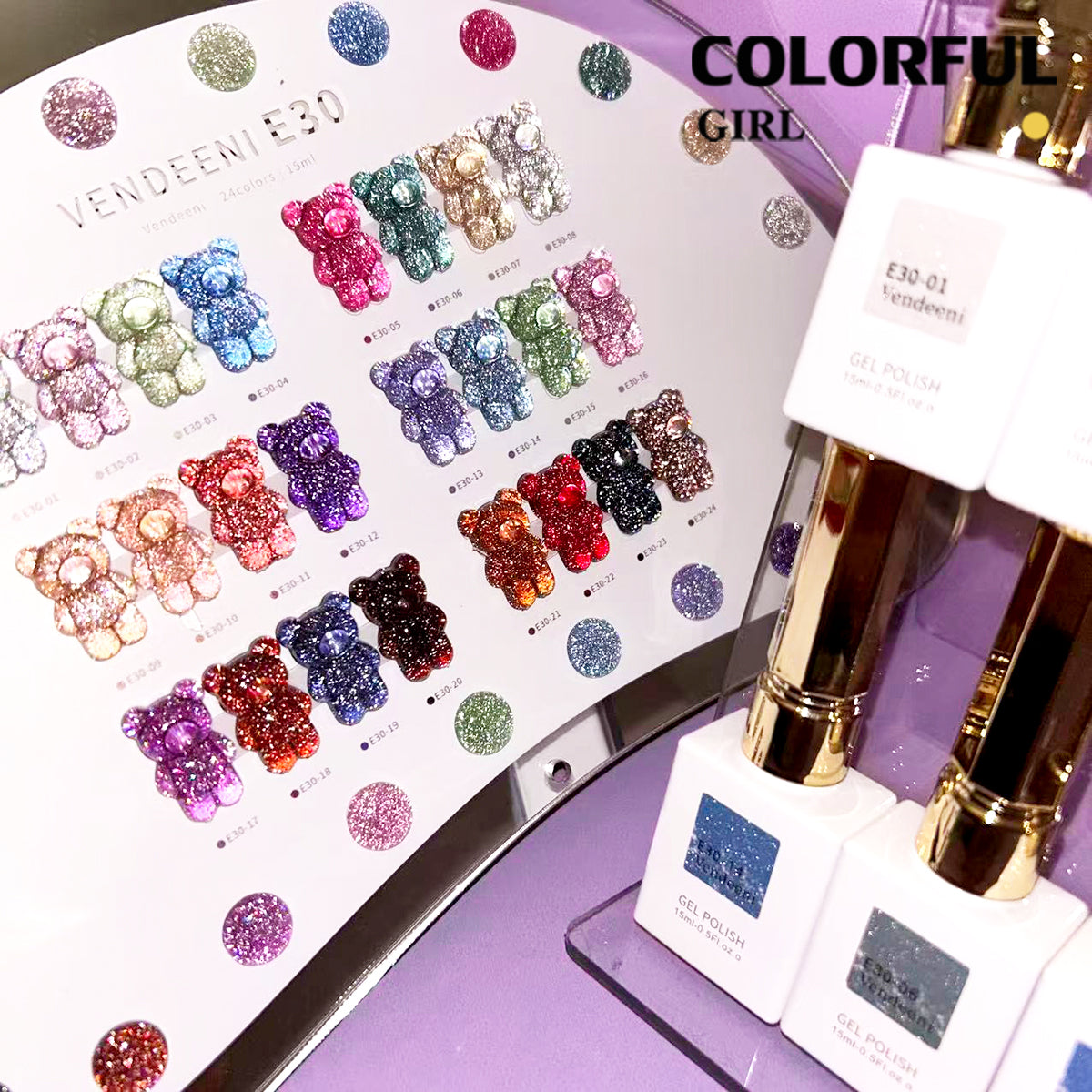 【พร้อมส่ง】✨สีเจลแฟลช VENDEENI VDN-E30 สีเจลเพชร 24 สี✨ เงางามระยิบระยับเหมือนเพชร 💎 เม็ดสีแน่น ชัดเจน ติดทนนาน (ทามาให้แล้ว พร้อมใช้งานทันทีค่ะ 💅)