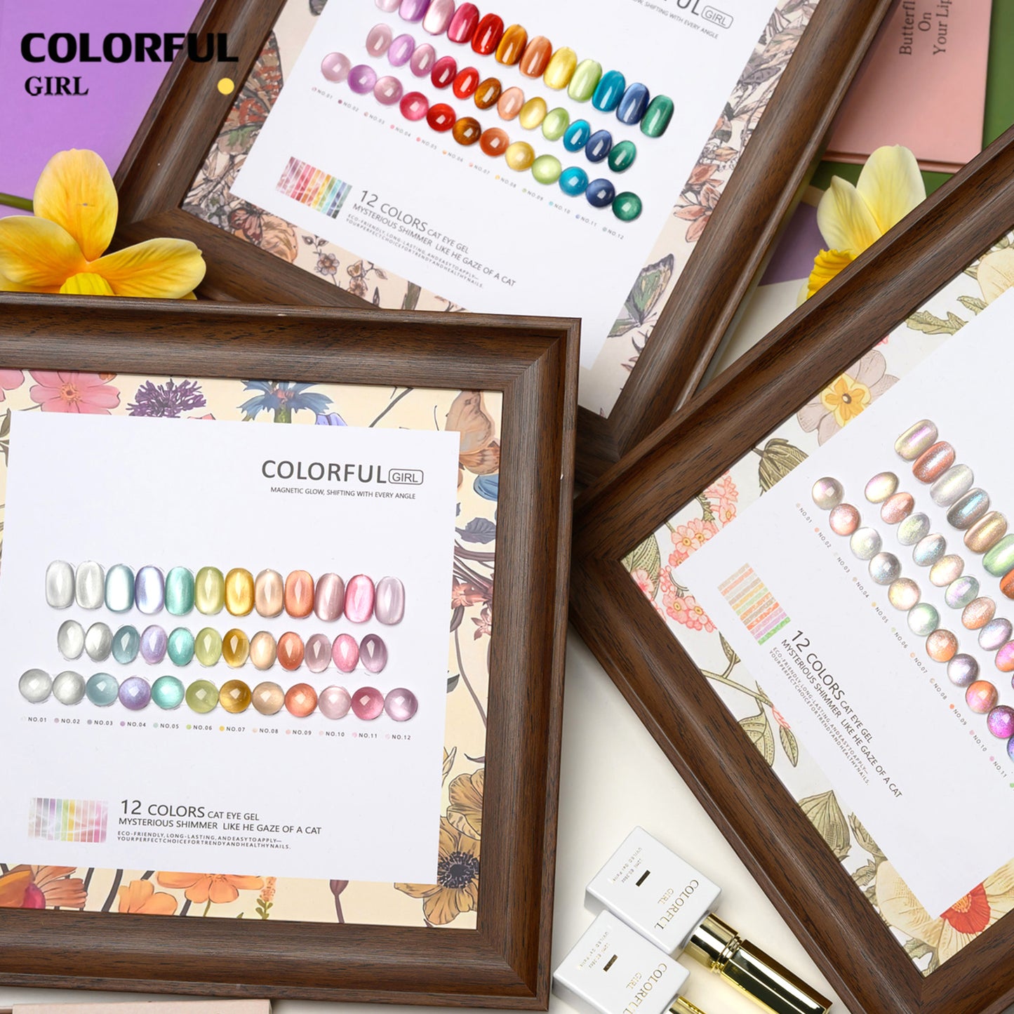 Colorful Girl 12 สี เจลแคทอายออโรร่า (Cat Eye Aurora Gel) สีเจลแคทอายเนื้อซาติน  ฟรีชาร์ทสี