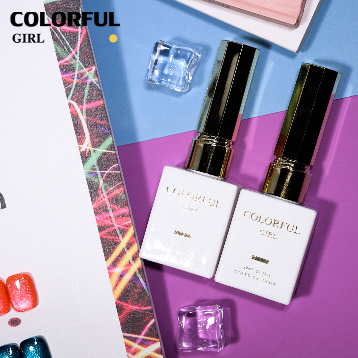COLORFUL GIRL Top Coat เรืองแสง｜1 ขวดใช้ได้กับทุกสี｜ ขนาด 12 มล. / ลูกแก้ว