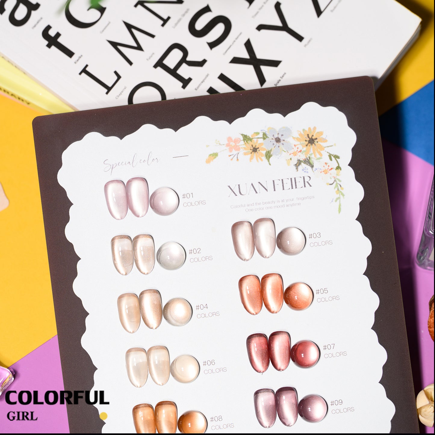 XUANFEIER 10สี สีเจลแคทอายเนื้อซาติน Cat Eye Amber Glow โทนอำพัน｜ฟรีชาร์ทสี