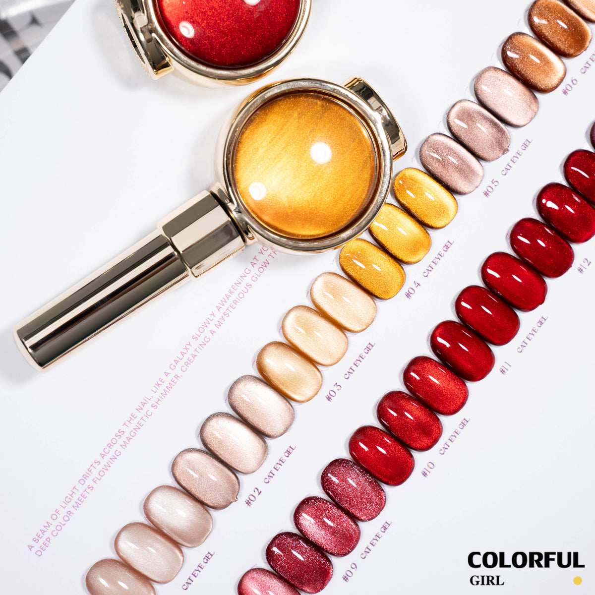 【พร้อมส่ง】โทนสีแดง/โทนสีน้ำตาล แบบแยกขวด Milan Cat Eye สีเจลแคทอาย โทนสีลูกแก้ว เจลทาเล็บ UV/LED 14 สี แยกขวด รหัสสี 01-14 ใช้ร่วมกับแม่เหล็ก "Milan Cat Eye Gel เจลแคทอาย 14 สี｜แบบแยกขวด