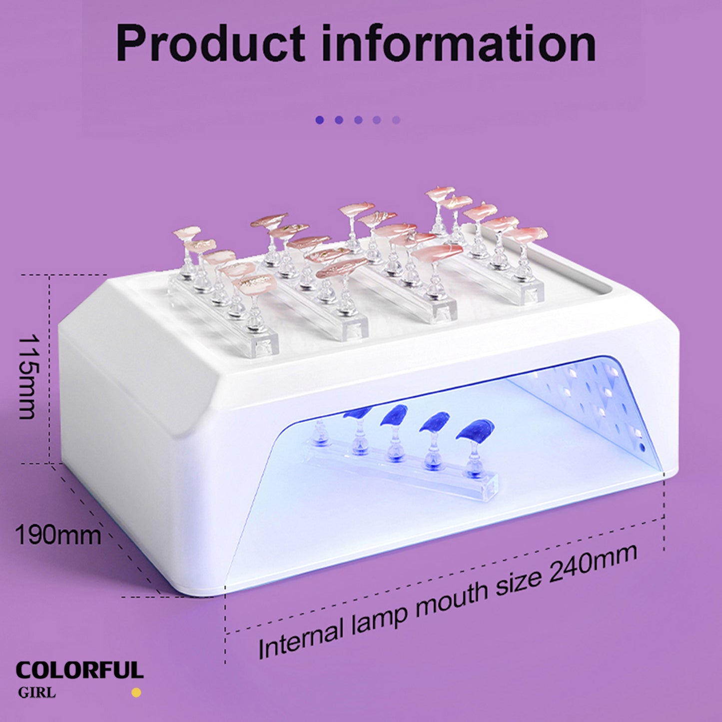 L’UGX  รุ่นLG-205 72 วัตต์ เครื่องอบเล็บเจล (ถอดถาดได้) ใหม่ล่าสุด สีดำ / สีขาว /สีชมพู   มีเบาะรองมือในตัว