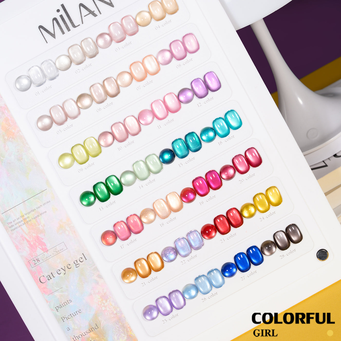 เจลเล็บ MILAN Cat Eye 28 สี | เจลแม่เหล็กตาแมว เนื้อซาติน | สีชัด ติดทนนาน | สร้างเอฟเฟกต์แสงได้ทันที | สำหรับงานเล็บมืออาชีพ (พร้อมใช้งาน)
