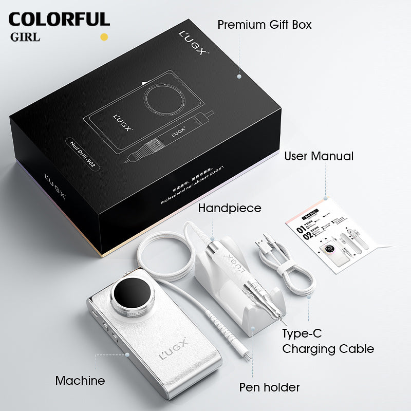 LUGX LG-902 Pro   เครื่องเจียเล็บกันน้ำกันฝุ่น รุ่นใหม่｜40,000RPM｜มอเตอร์ไร้แปรงถ่าน｜แรงบิดสูง 480g.cm｜แบตเตอรี่ 2200mAh