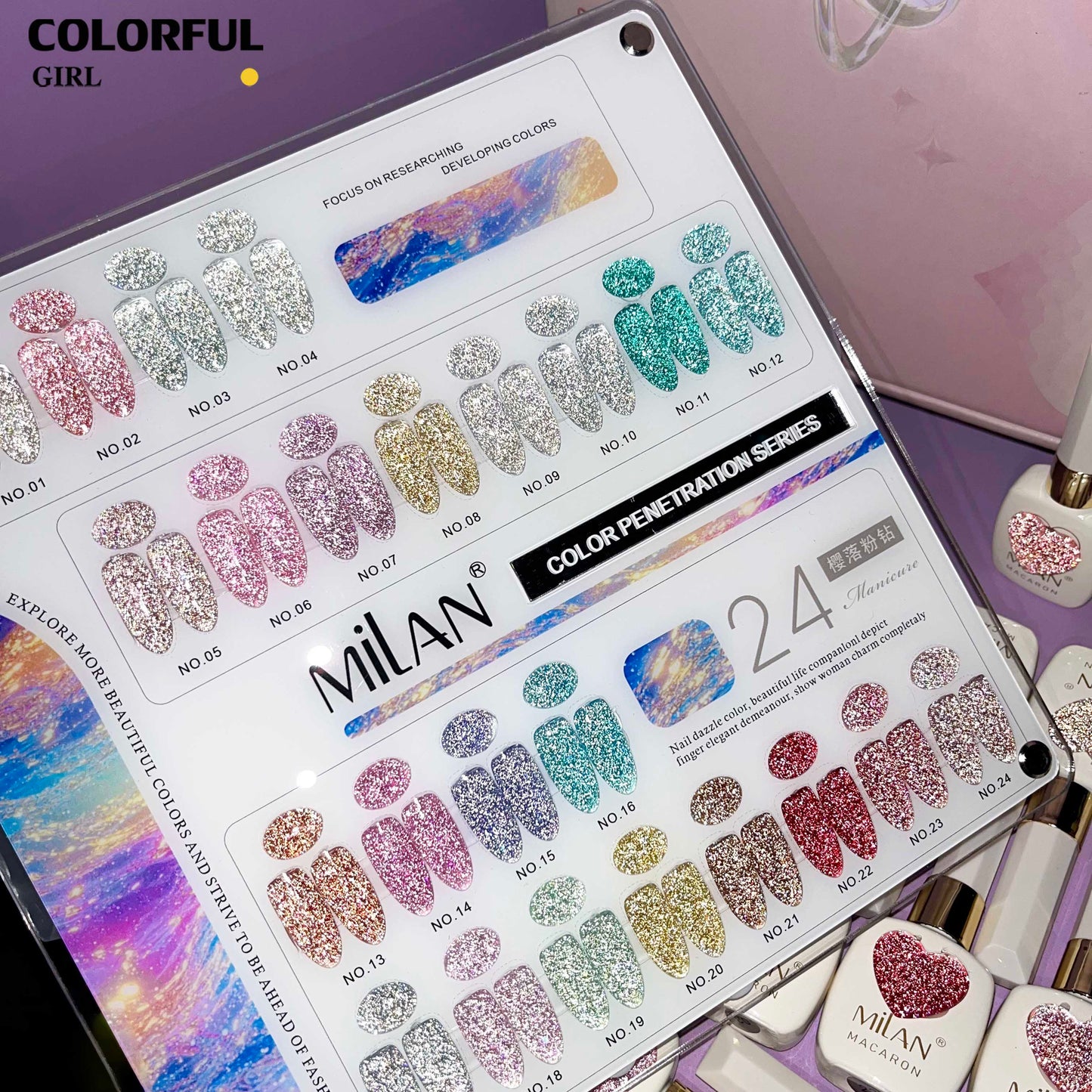 【พร้อมส่ง】MILAN สีเจลแฟลช 24สี (milan)สีเจลทาเล็บ สี แถม ชาร์ทสี ยาทาเล็บเจล  ชุดสี 20สี + ฟรีชาร์ทสี