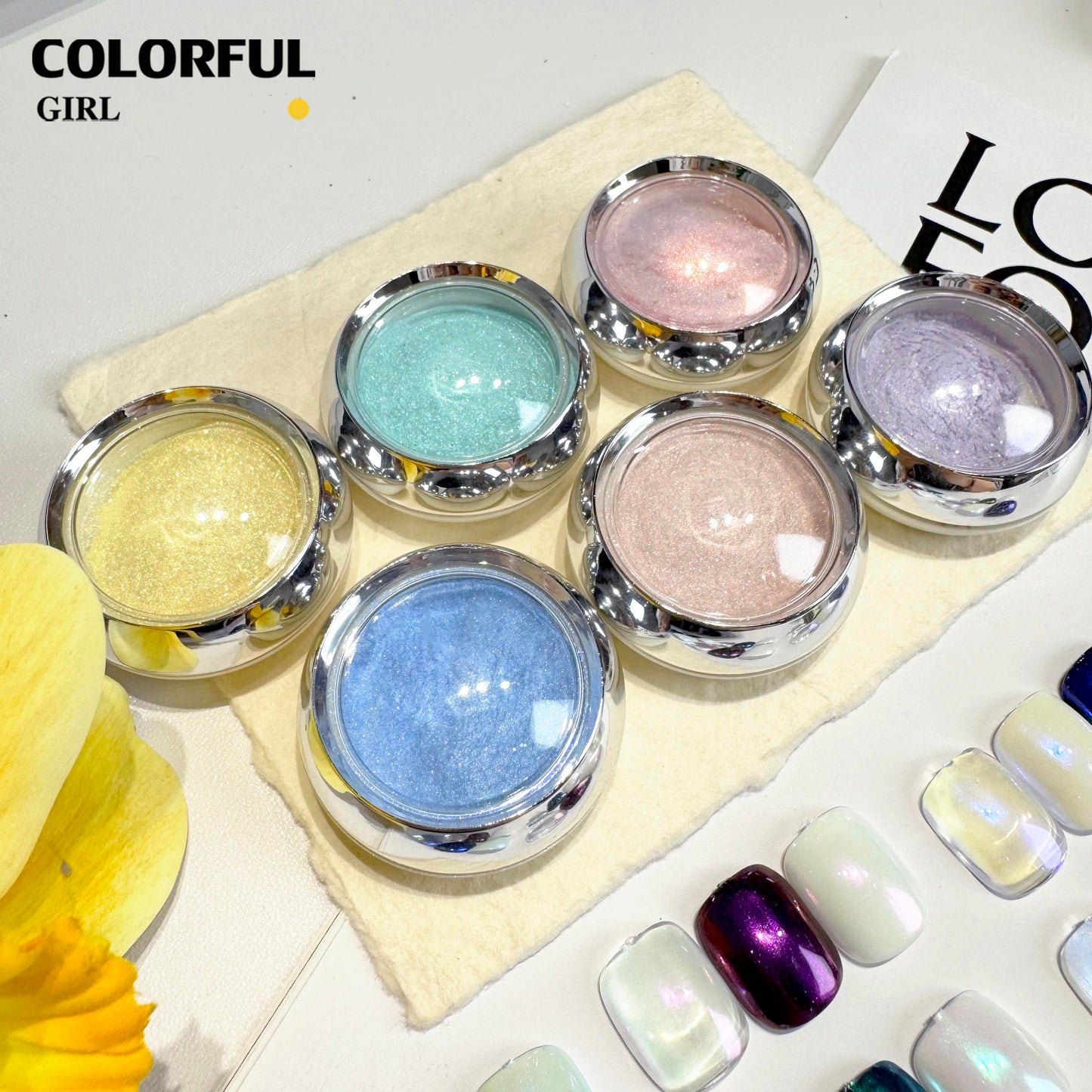 【พร้อมส่ง】6 สี Aurora ผงขัดออโรร่า 6 ตลับ ผงขัดเล็บ สีโฮโรแกรม สีแต่งเล็บ ผงมุก ผงกระจก นีออน  6 ขวด/ชุด 💅🏻แถมแปรงขัด