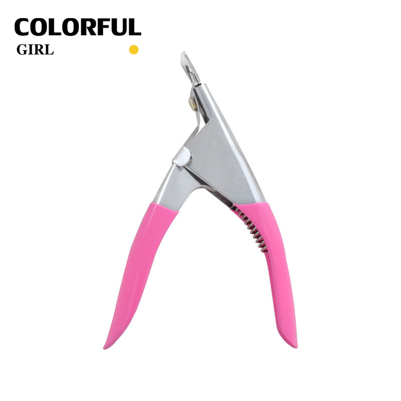 ✨พร้อมส่ง✨กรรไกรตัดเล็บปลอม สเตนเลส รูปตัว U สไตล์ฝรั่งเศส สําหรับตกแต่งเล็บ กรรไกรตัดเล็บปลอม มีกล่องเก็บเศษเล็บ วัดขนาดเล็บได้