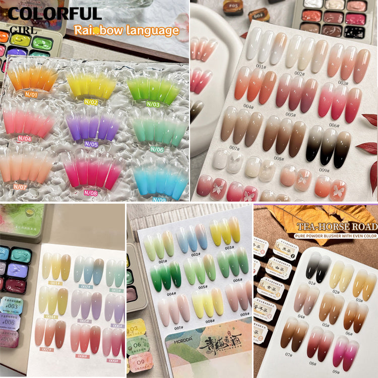 ✨พร้อมส่ง✨ เล็บเจล 1 ชิ้น ใหม่Solid Pat Gel 9-square series  ยาทาเล็บ Pat กาว Delicate หนาสูง Saturation Blooming Gradient No-Wash ยาทาเล็บ 9 Grid Series