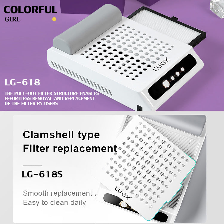 LUGX(LG618S) รุ่นอัปเกรด ✅ ของเเท้100% ✅ เครื่องดูดฝุ่นเล็บ เครื่องดูดฝุ่นไร้สาย มีเเบตเตอรี่ LUGX  5000 mAh   4000 RPM ใช้พัดลมเทอร์โบแบบไร้แปรงถ่าน ทนทานและมีประสิทธิภาพสูง