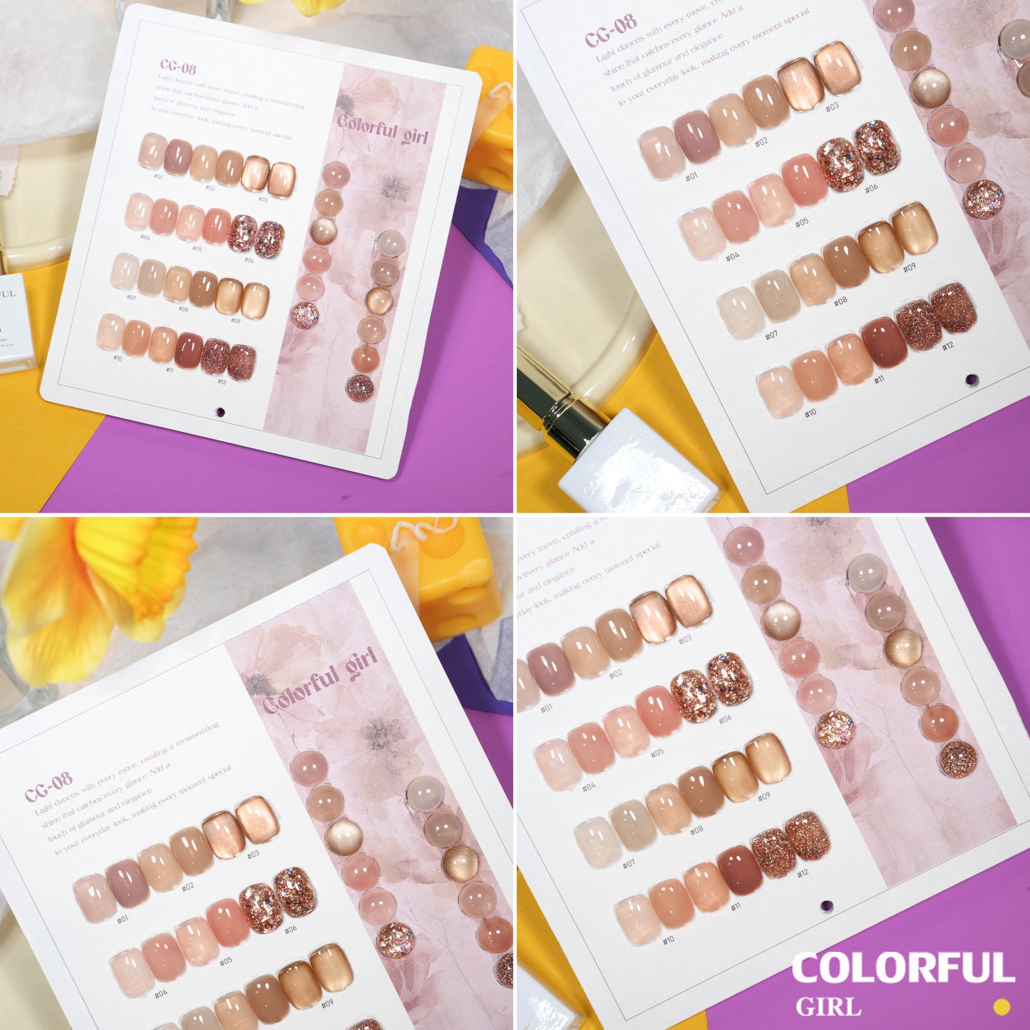 🔥 สินค้าขายดี | 【สีเจลแคทอาย  เซ็ตใหม่ 12 สี!】COLORFUL GIRL สีเจลกลิซเตอร์+สีเจลแคทอาย 12 สี (ทามาให้แล้ว พร้อมใช้งาน) แถมชาร์ทสีให้คุณโชว์สีสวยๆ อย่างลงตัว!