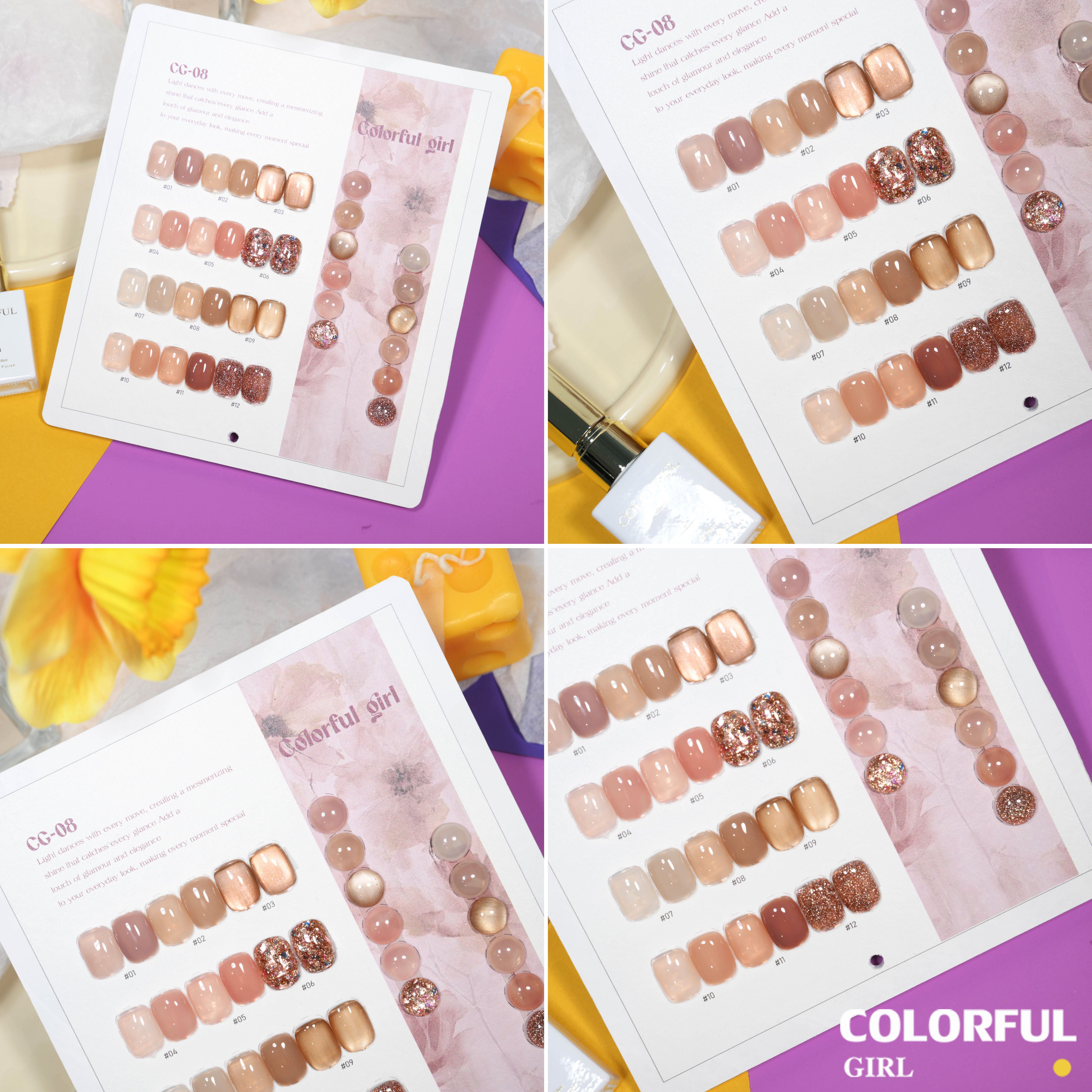 🔥 สินค้าขายดี | 【สีเจลแคทอาย  เซ็ตใหม่ 12 สี!】COLORFUL GIRL สีเจลกลิซเตอร์+สีเจลแคทอาย 12 สี (ทามาให้แล้ว พร้อมใช้งาน) แถมชาร์ทสีให้คุณโชว์สีสวยๆ อย่างลงตัว!